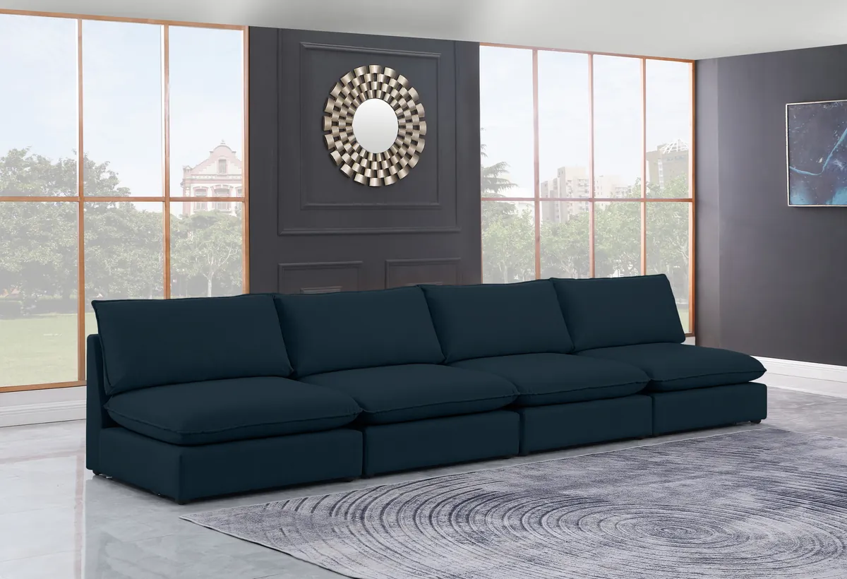 Mackenzie - 4 Seat Modular Armless Sofa - Navy - View 2