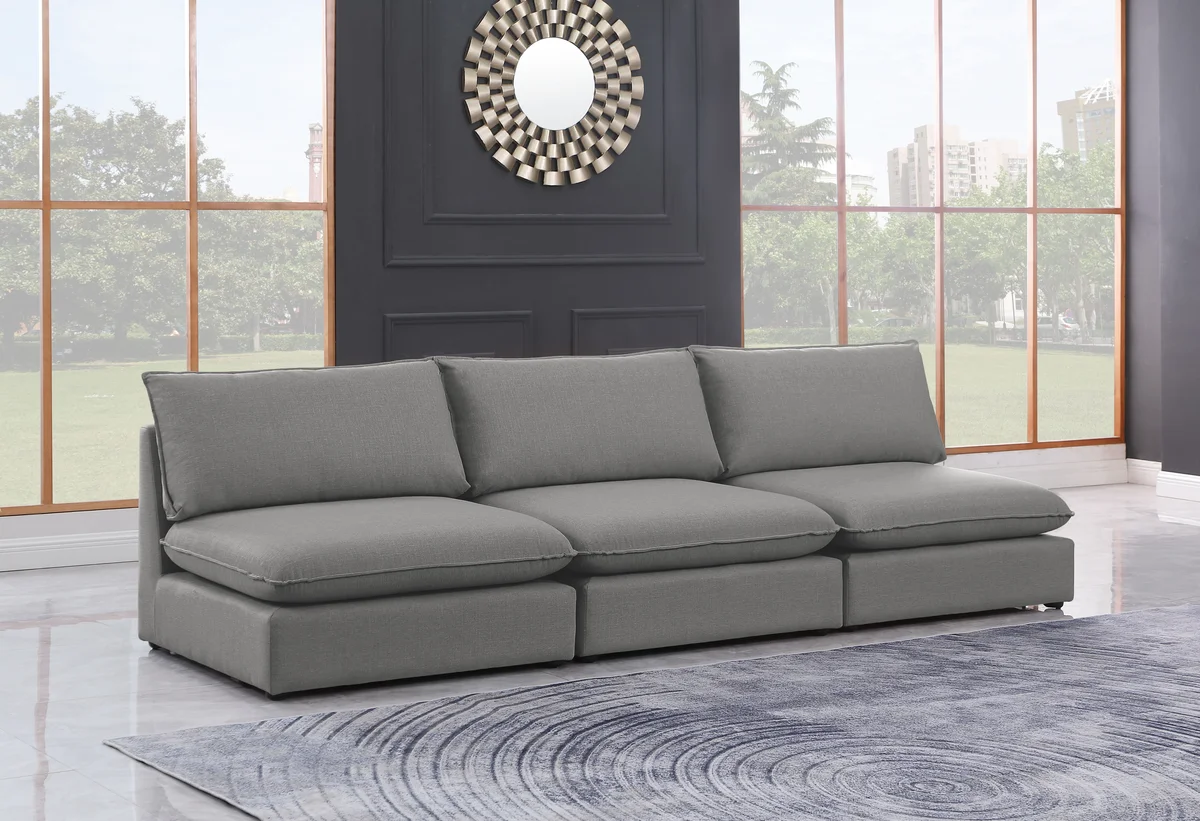 Mackenzie - 3 Seat Modular Armless Sofa - Gray - View 2