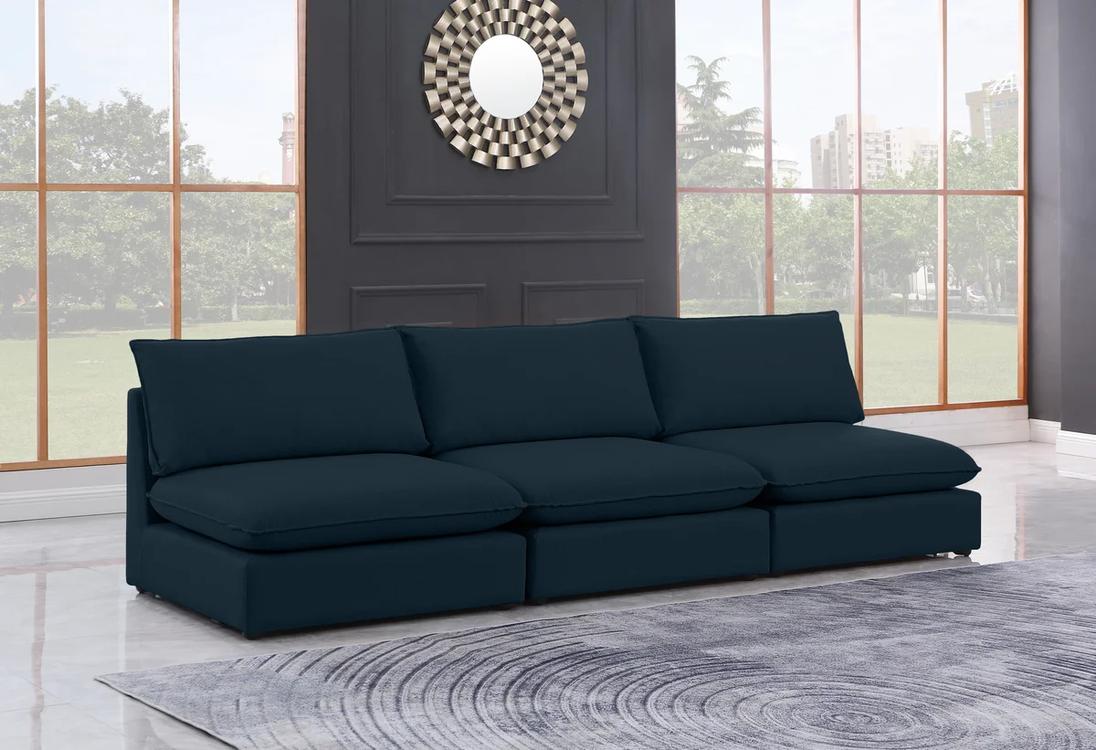 Mackenzie - 3 Seat Modular Armless Sofa - Navy - View 2