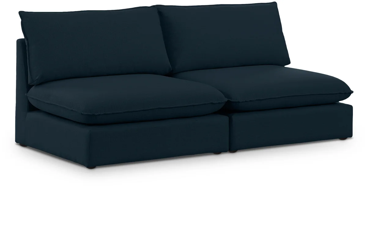 Mackenzie - 2 Seat Modular Armless Sofa - Navy