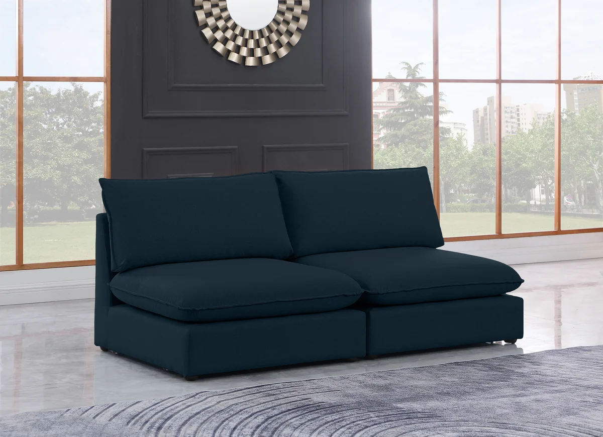Mackenzie - 2 Seat Modular Armless Sofa - Navy - View 2