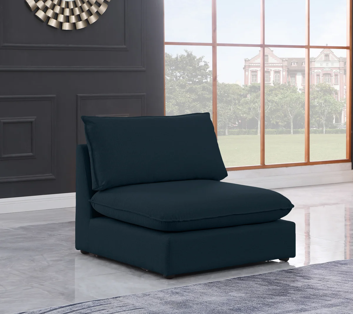 Mackenzie - Armless Chair - Navy - View 2