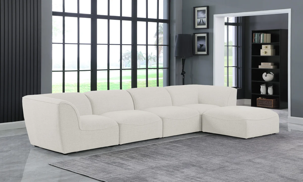 Miramar - 5 Piece Modular Sectional With Chaise - Cream