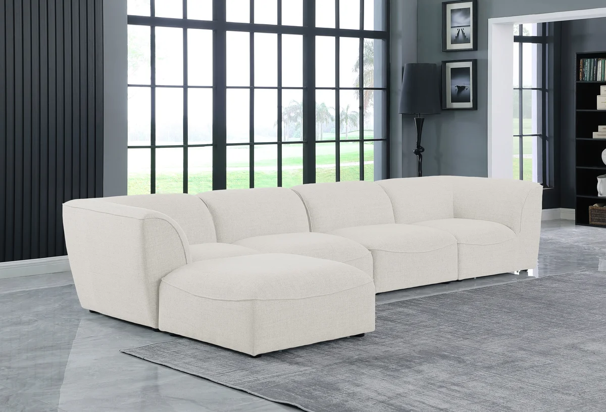 Miramar - 5 Piece Modular Sectional With Chaise - Cream