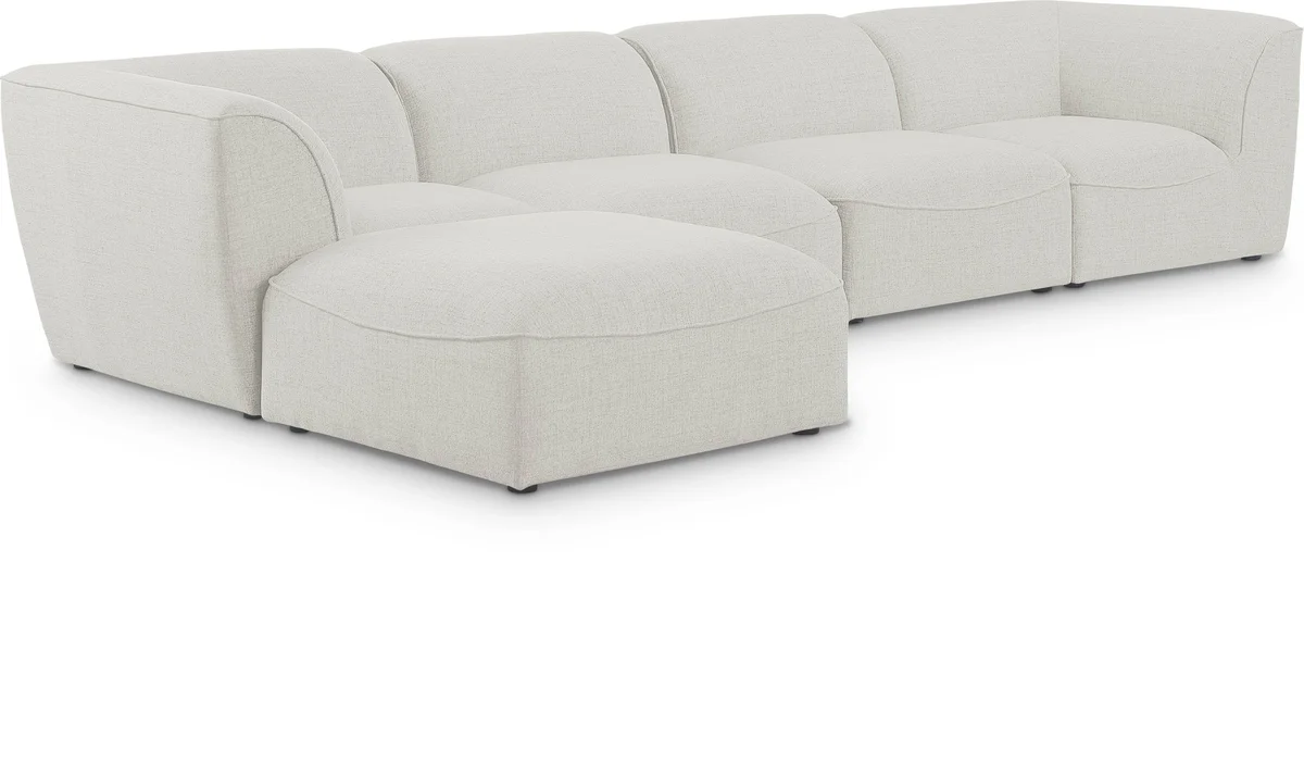 Miramar - 5 Piece Modular Sectional With Chaise - Cream