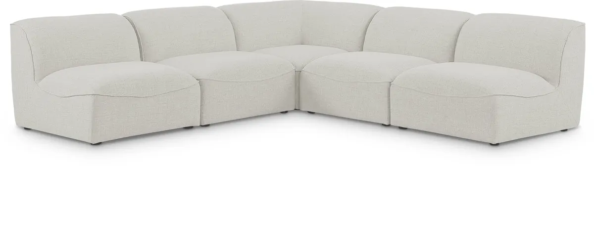 Miramar - 5 Piece Modular Corner Armless Sectional - Cream