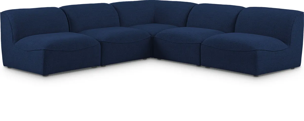 Miramar - 5 Piece Modular Corner Armless Sectional - Navy