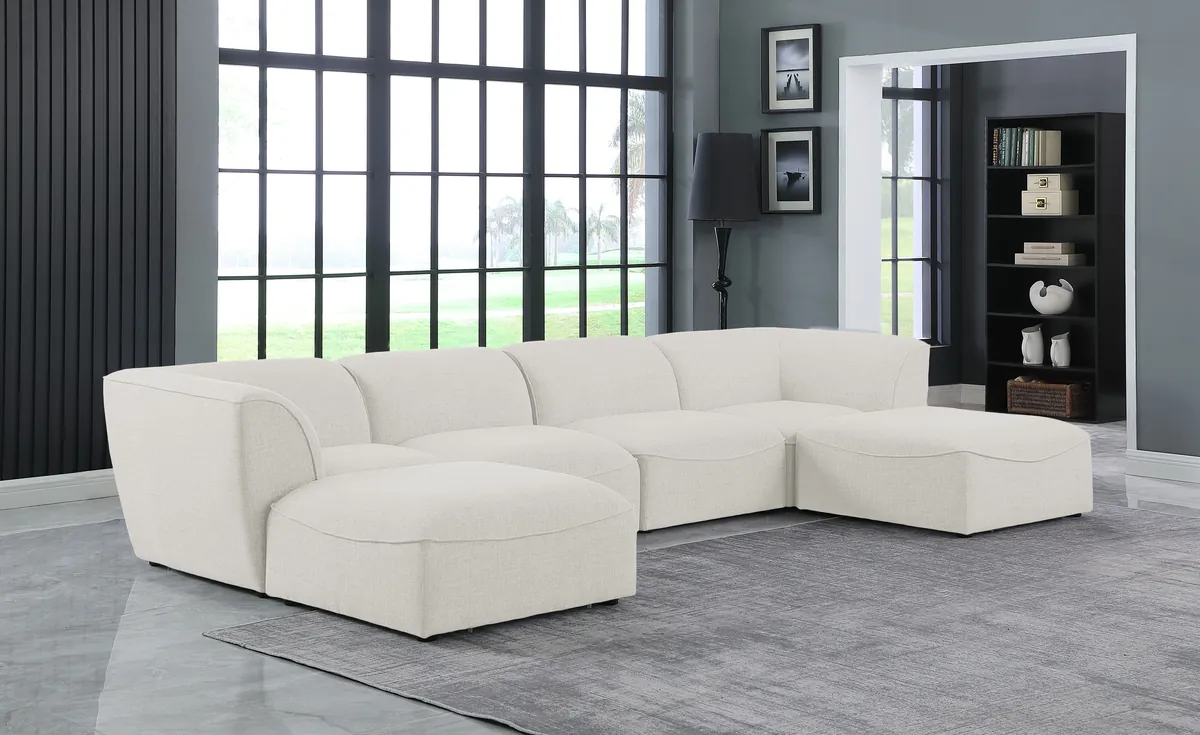 Miramar - 6 Piece Modular Double Chaise Sectional - Cream - View 2