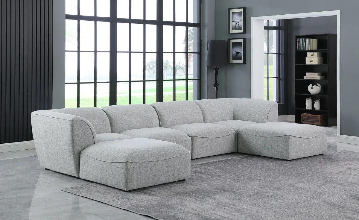 Miramar - 6 Piece Modular Double Chaise Sectional - Gray - View 2