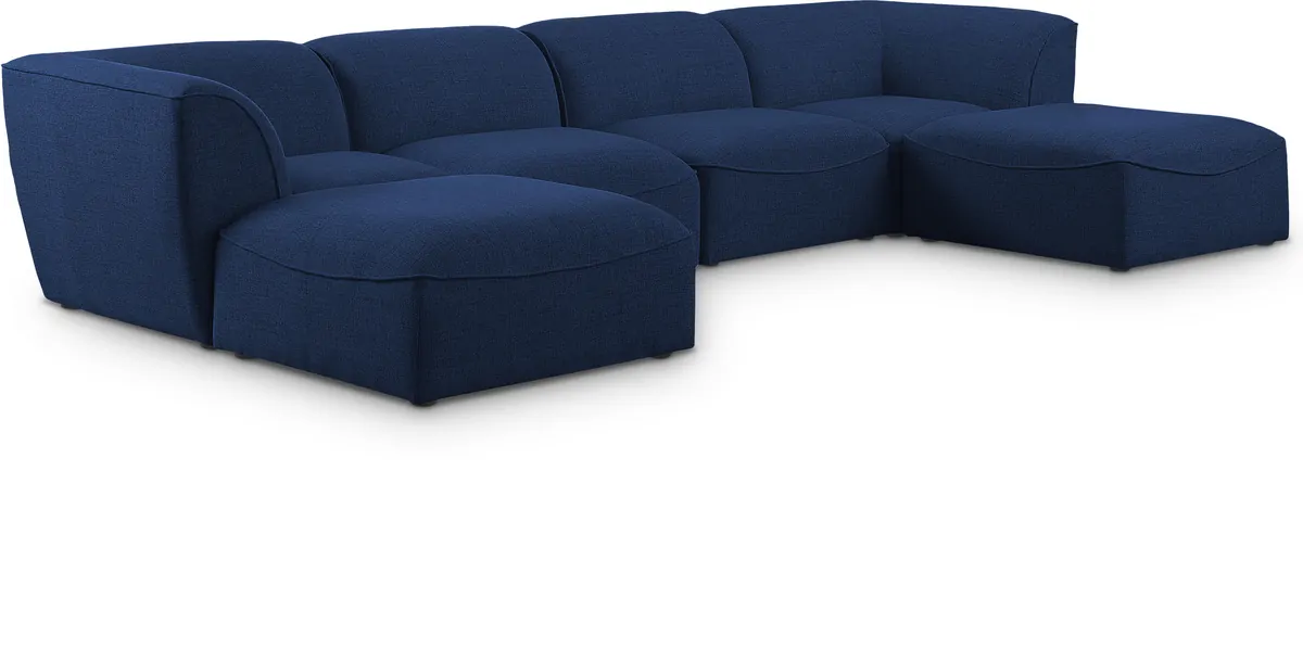 Miramar - 6 Piece Modular Double Chaise Sectional - Navy