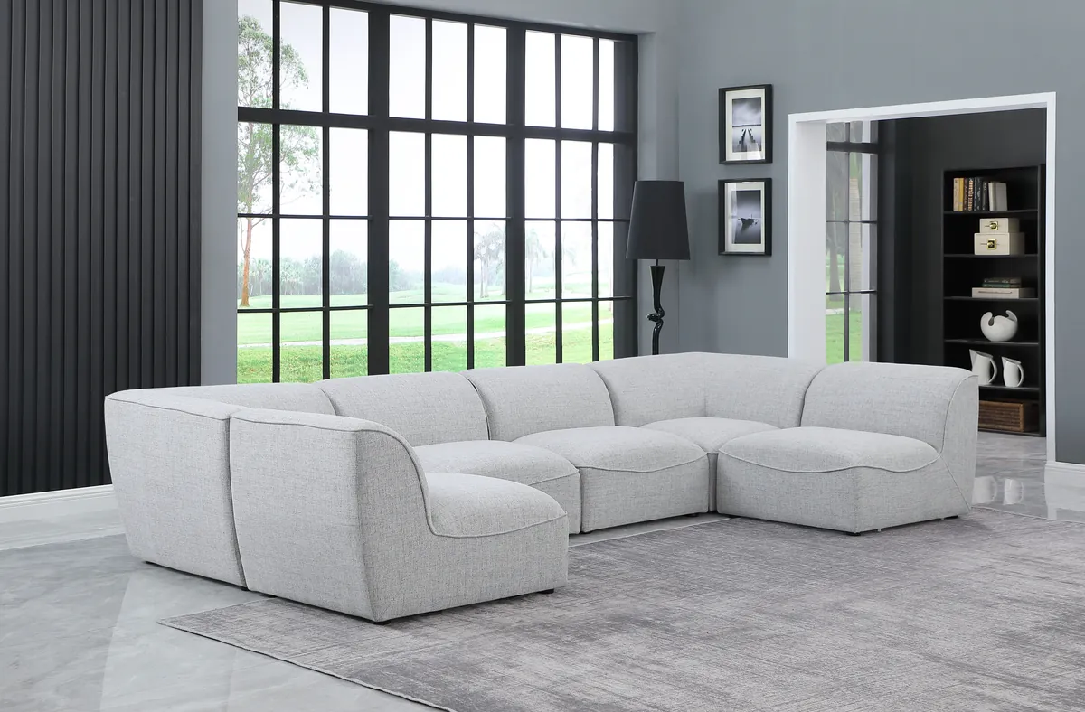 Miramar - 6 Piece Modular U-Shaped Sectional - Gray - View 2