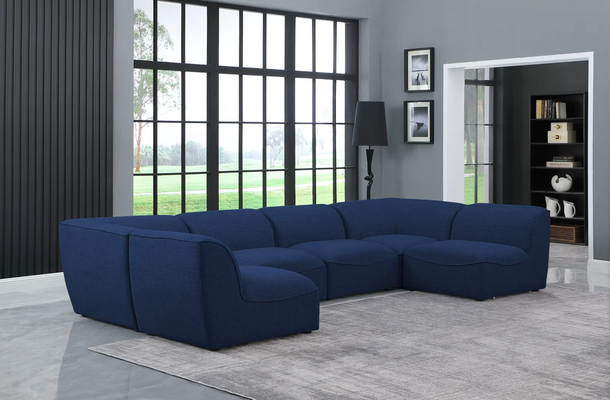 Miramar - 6 Piece Modular U-Shaped Sectional - Navy - View 2