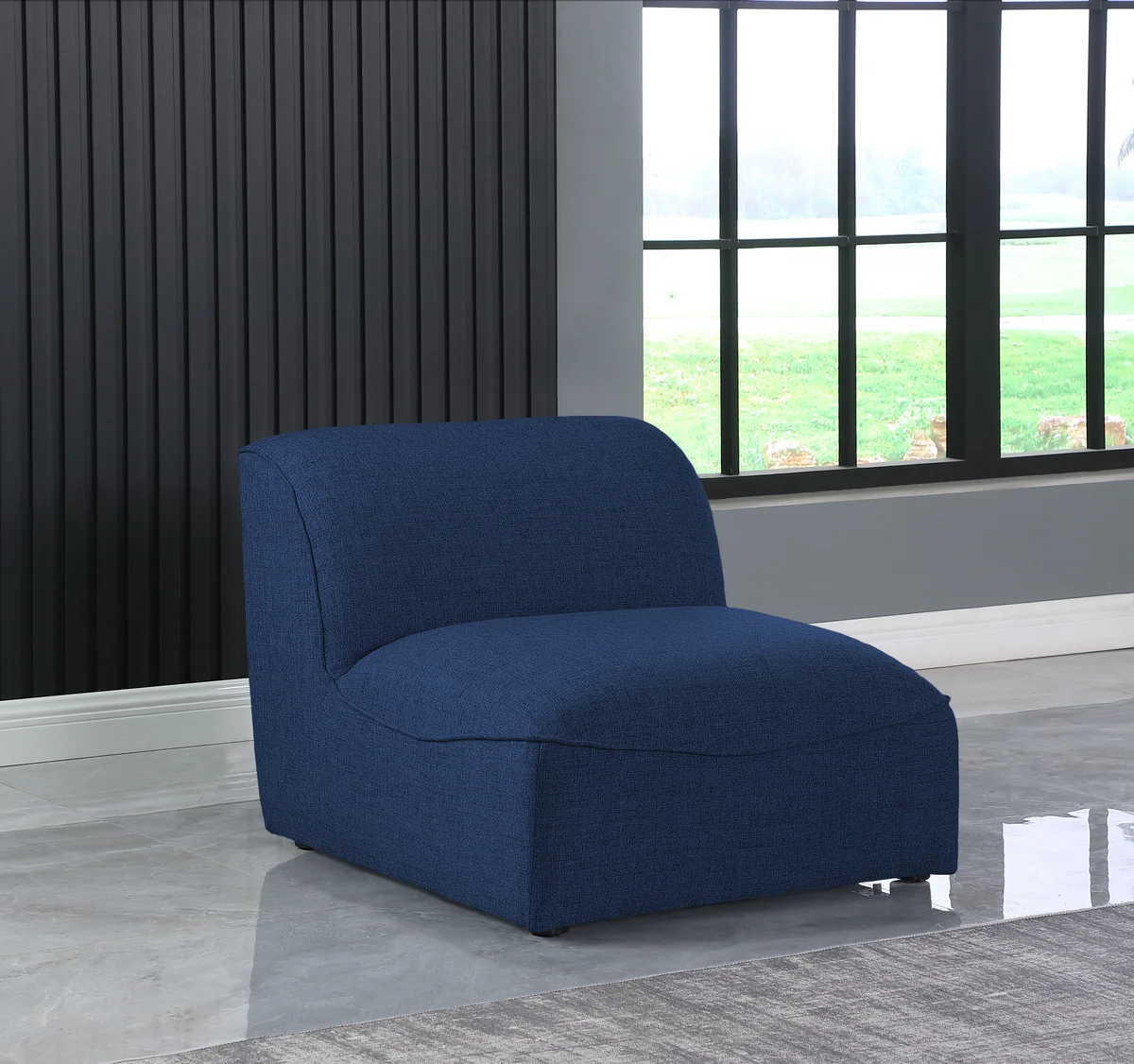Miramar - Armless Chair - Navy - View 2