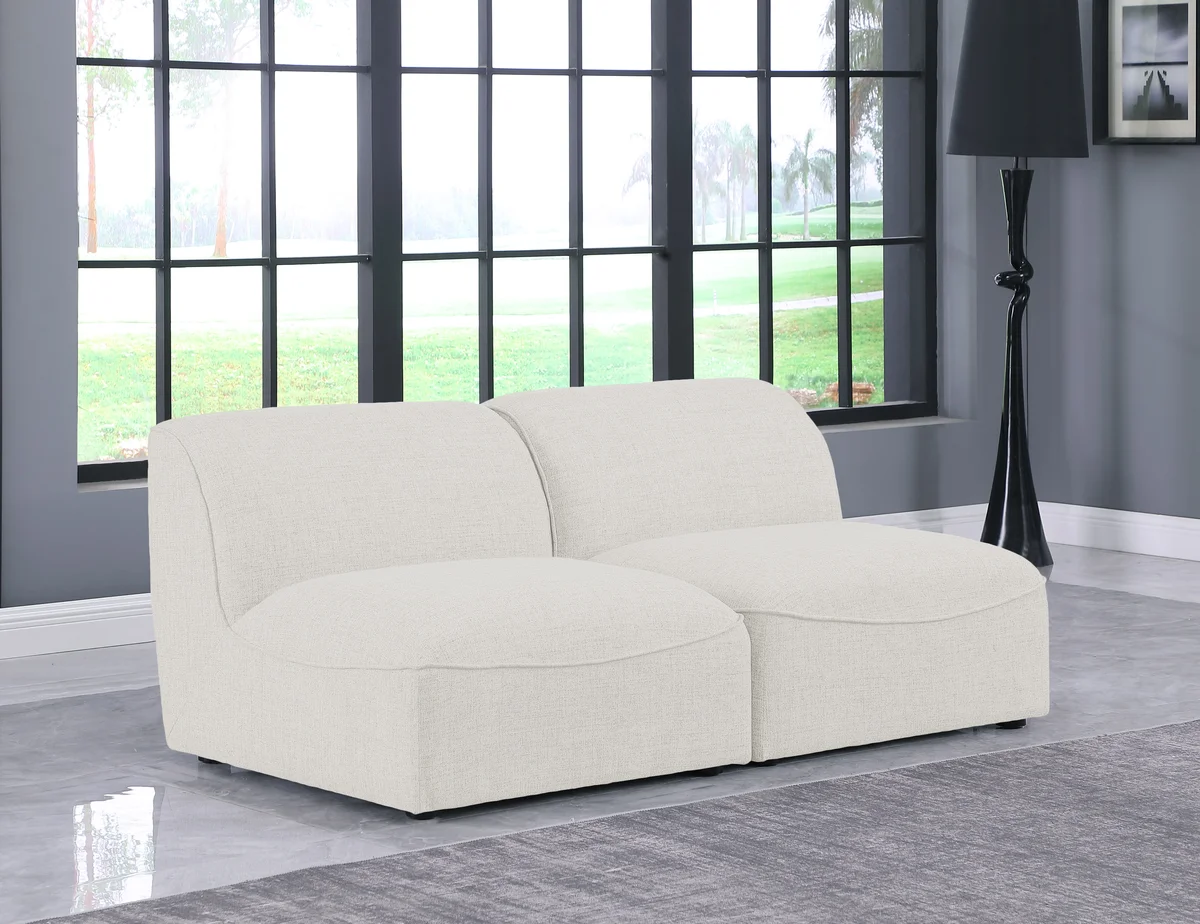 Miramar - 2 Seat Armless Modular Sofa - Cream - View 2