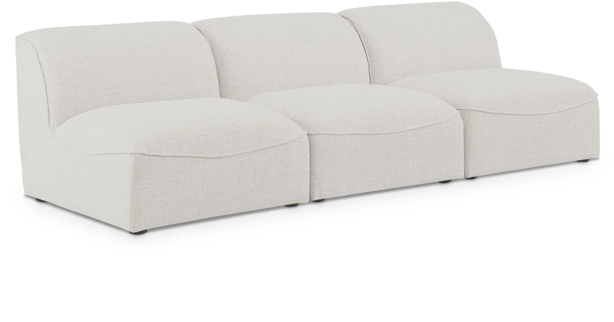 Miramar - 3 Seat Armless Modular Sofa - Cream