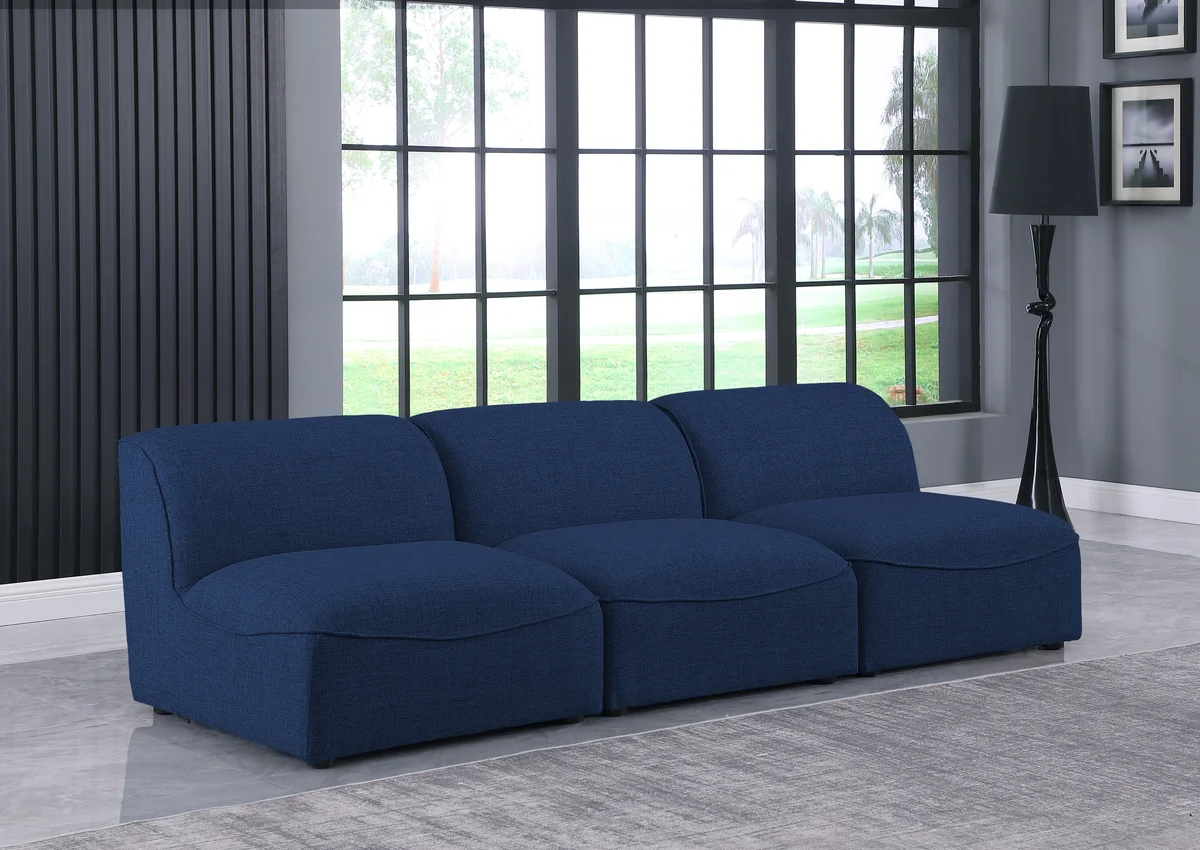 Miramar - 3 Seat Armless Modular Sofa - Navy - View 2