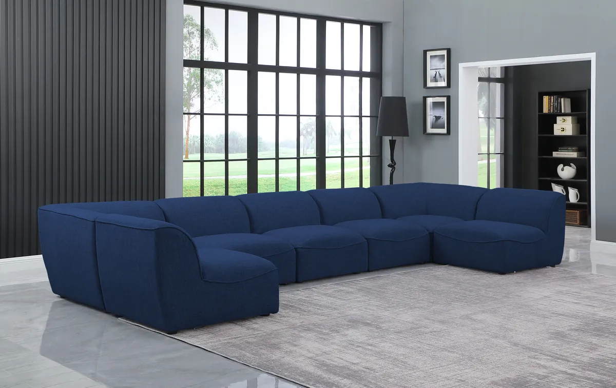Miramar - 7 Piece Modular U-Shaped Sectional - Navy - View 2