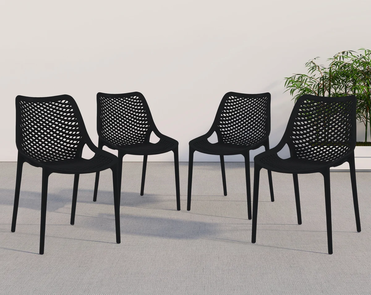 Mykonos - Outdoor Patio Dining Chair (Set of 4) - Black - Plastic - View 2