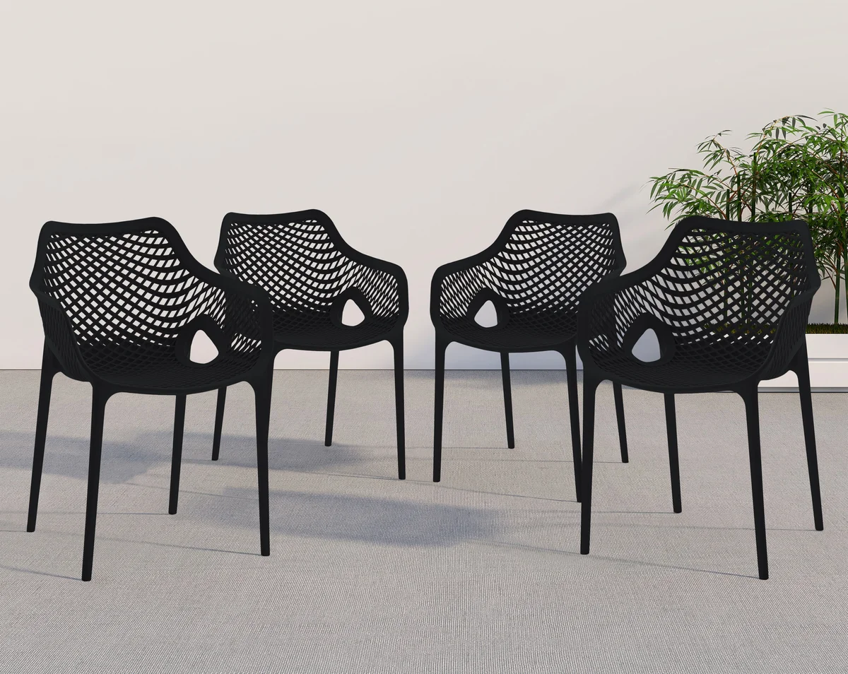 Mykonos - Outdoor Patio Dining Chair (Set of 4) - Black - View 2