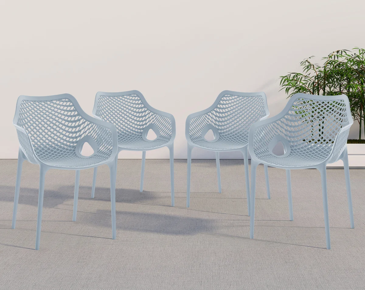 Mykonos - Outdoor Patio Dining Chair (Set of 4) - Sky Blue - View 2