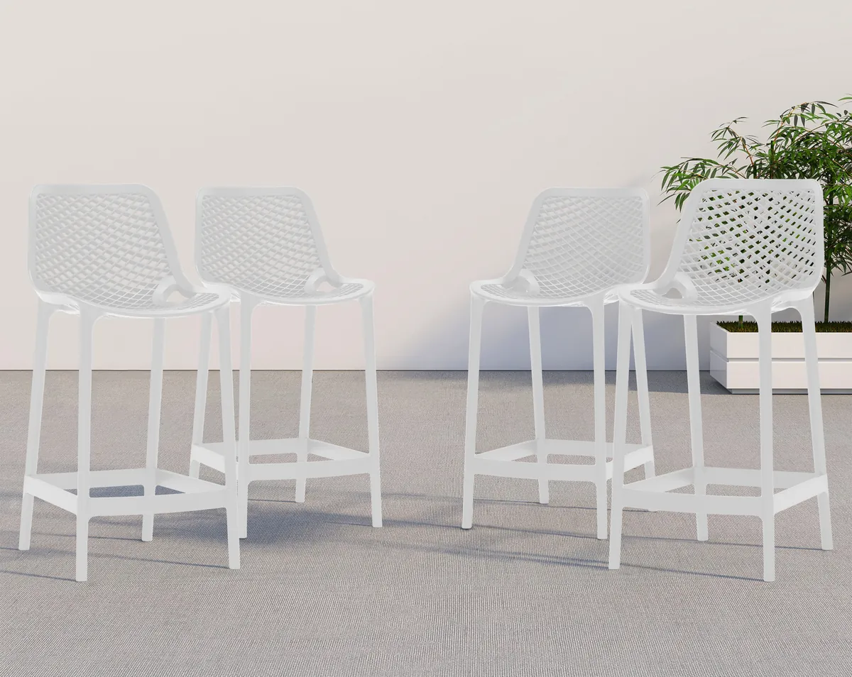 Mykonos - Outdoor Patio Stool (Set of 4) - White - View 2