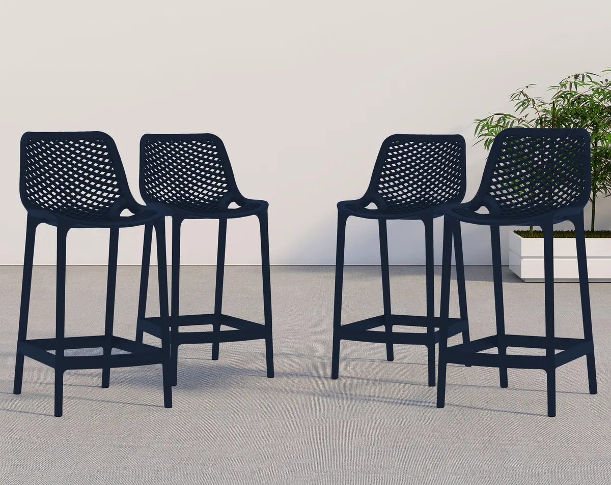 Mykonos - Outdoor Patio Stool (Set of 4) - Navy - View 2