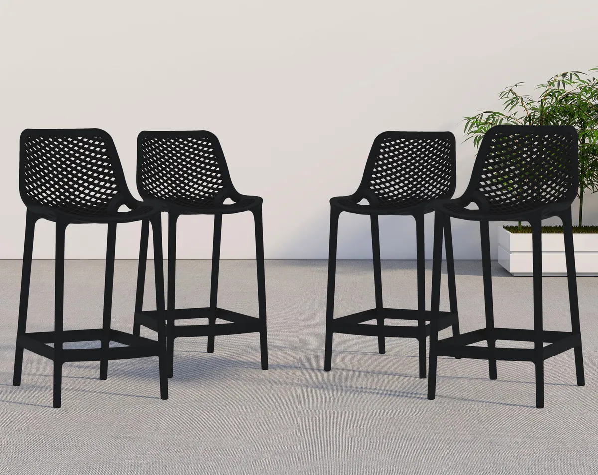 Mykonos - Outdoor Patio Stool (Set of 4) - Black - View 2