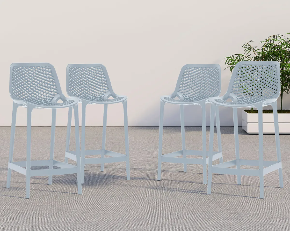 Mykonos - Outdoor Patio Stool (Set of 4) - Sky Blue - View 2