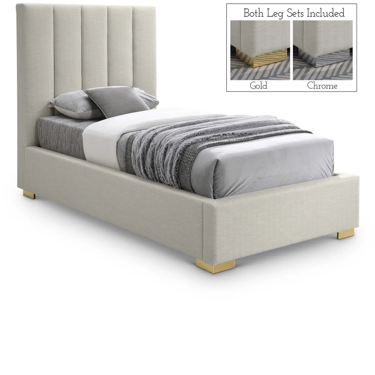Pierce - Twin Bed - Beige
