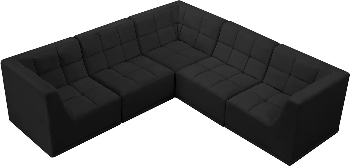Relax - 5 Piece Modular Corner Sectional - Black