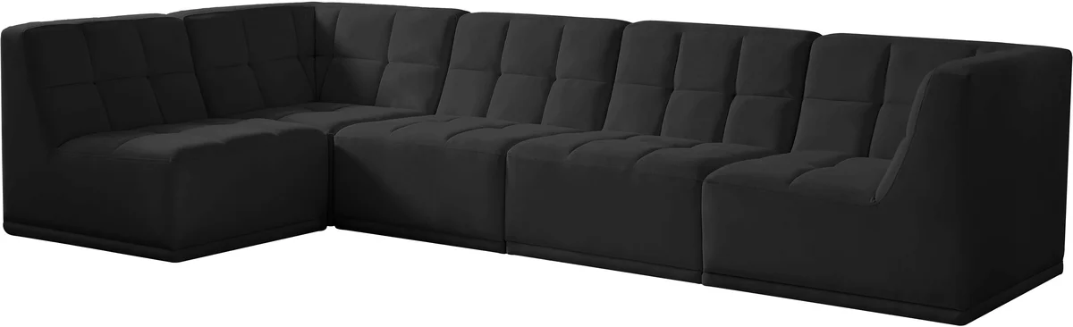 Relax - 5 Piece Modular Sectional - Black - View 2
