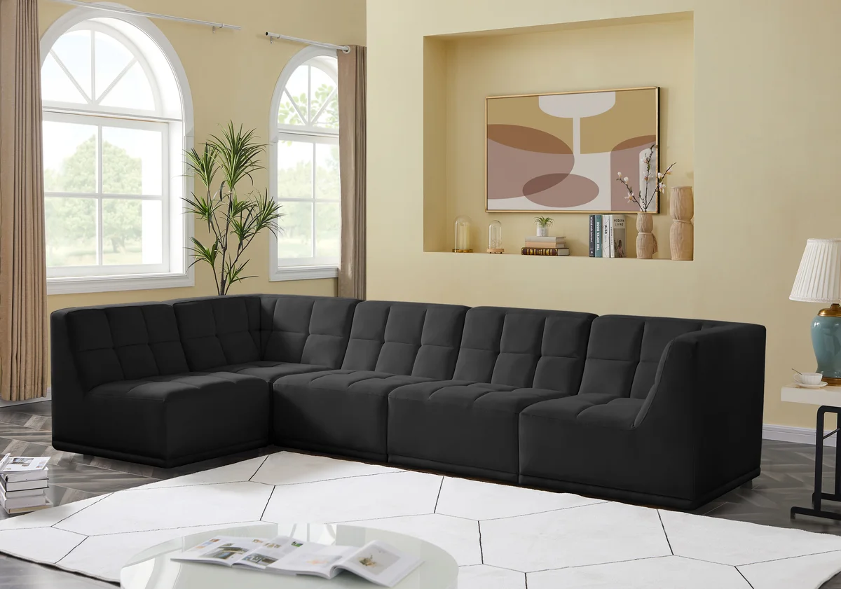 Relax - 5 Piece Modular Sectional - Black