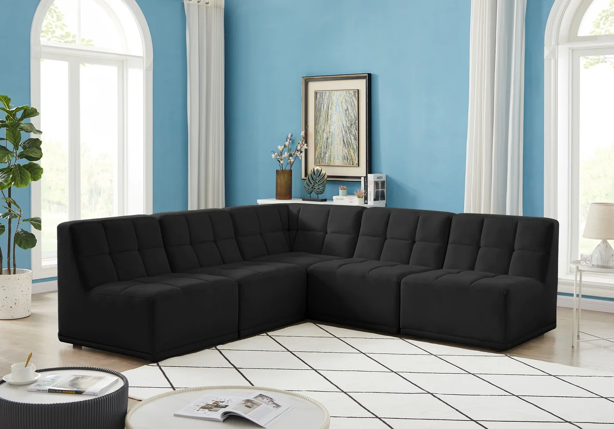 Relax - 5 Piece Modular Corner Armless Sectional - Black - View 2