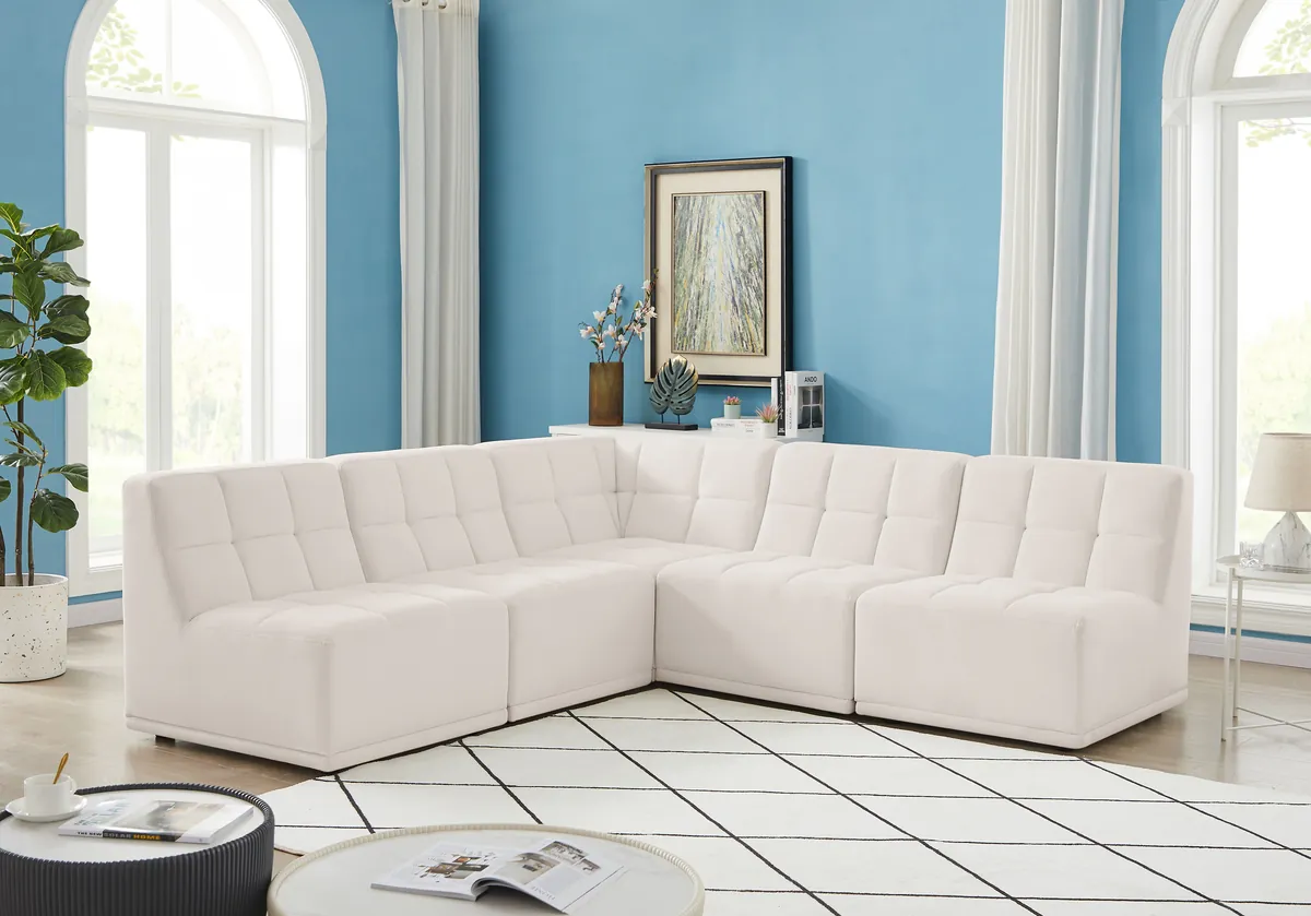 Relax - 5 Piece Modular Corner Armless Sectional - Cream - View 2