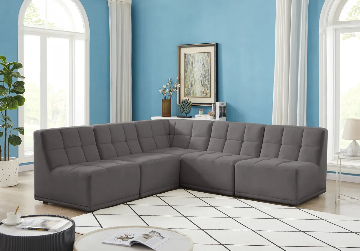 Relax - 5 Piece Modular Corner Armless Sectional - Gray - View 2