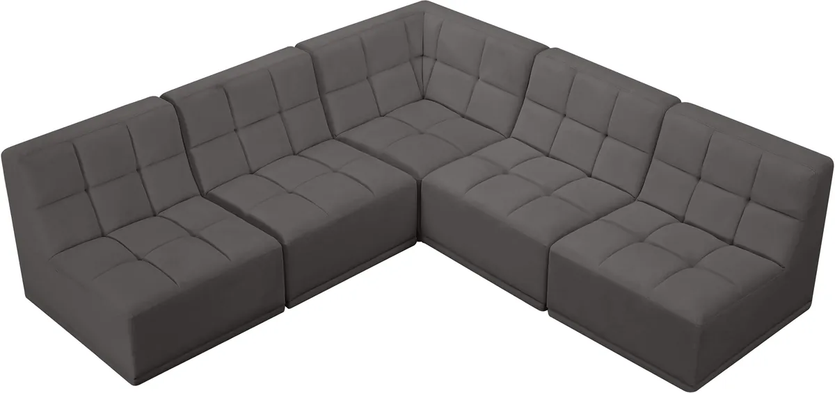 Relax - 5 Piece Modular Corner Armless Sectional - Gray