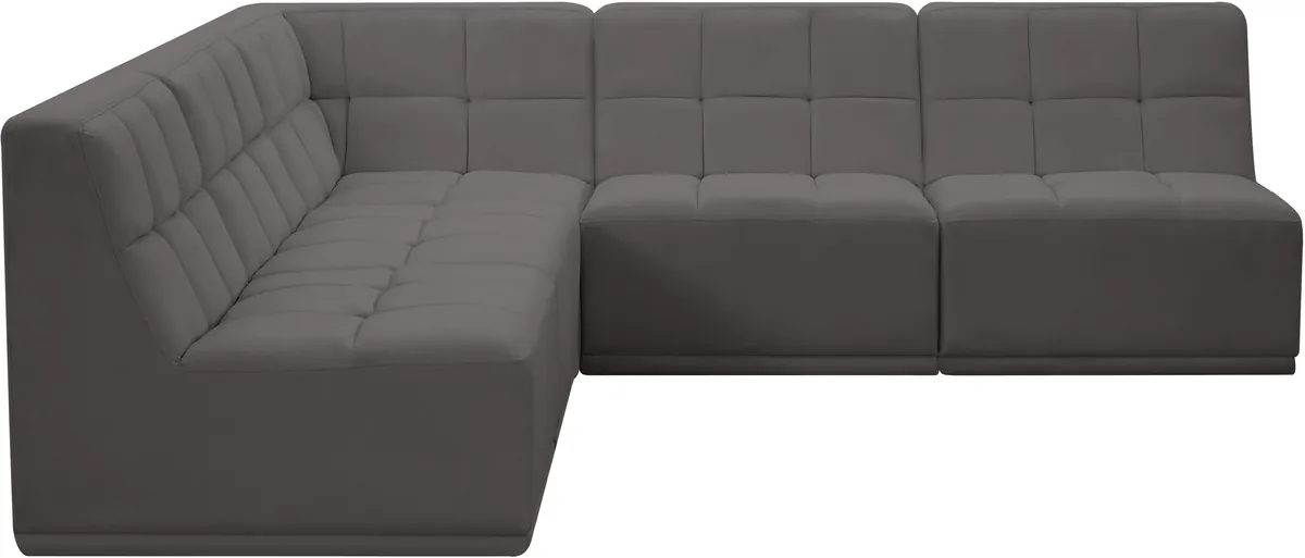 Relax - 5 Piece Modular Corner Armless Sectional - Gray