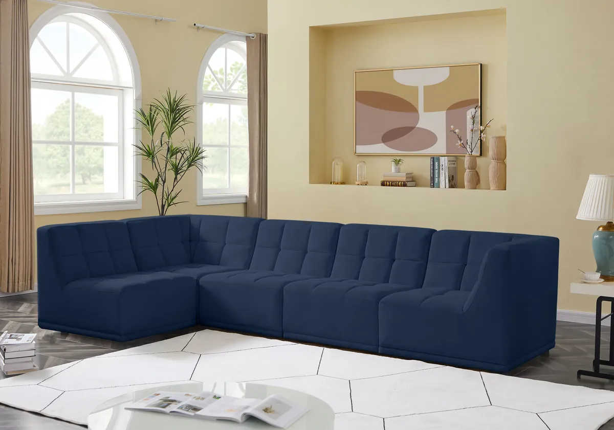 Relax - 5 Piece Modular Sectional - Navy