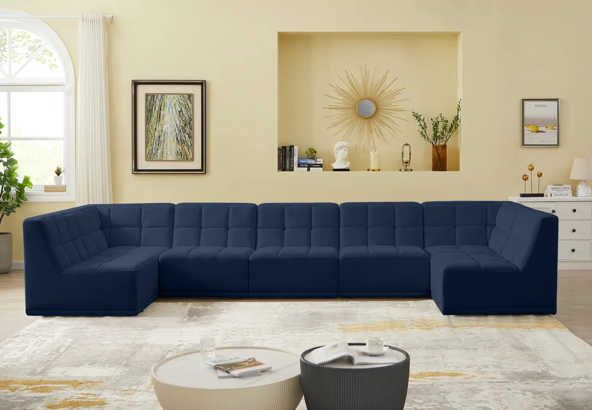 Relax - 7 Piece Modular Sectional - Navy - View 2