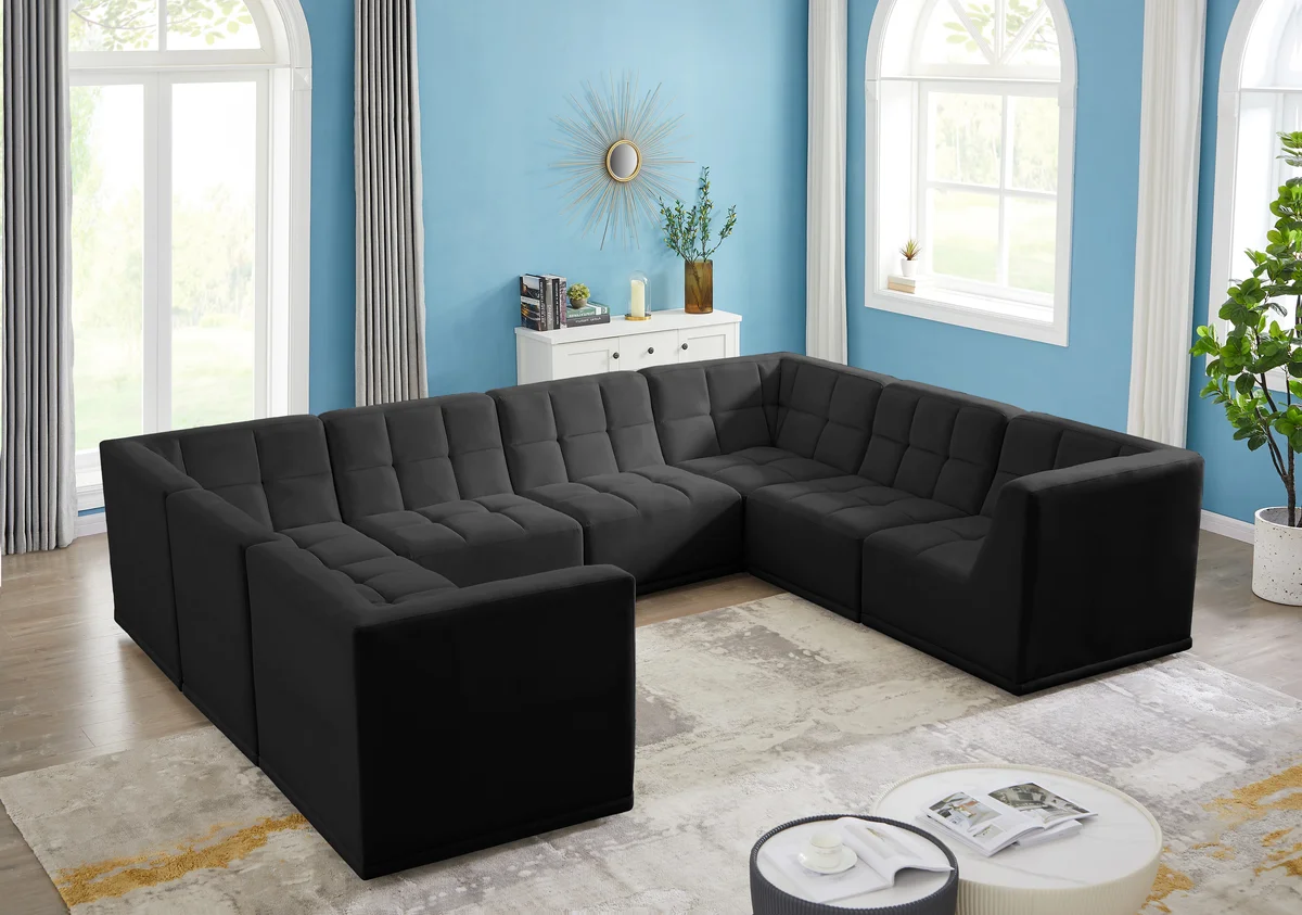 Relax - 8 Piece Modular Sectional - Black - View 2