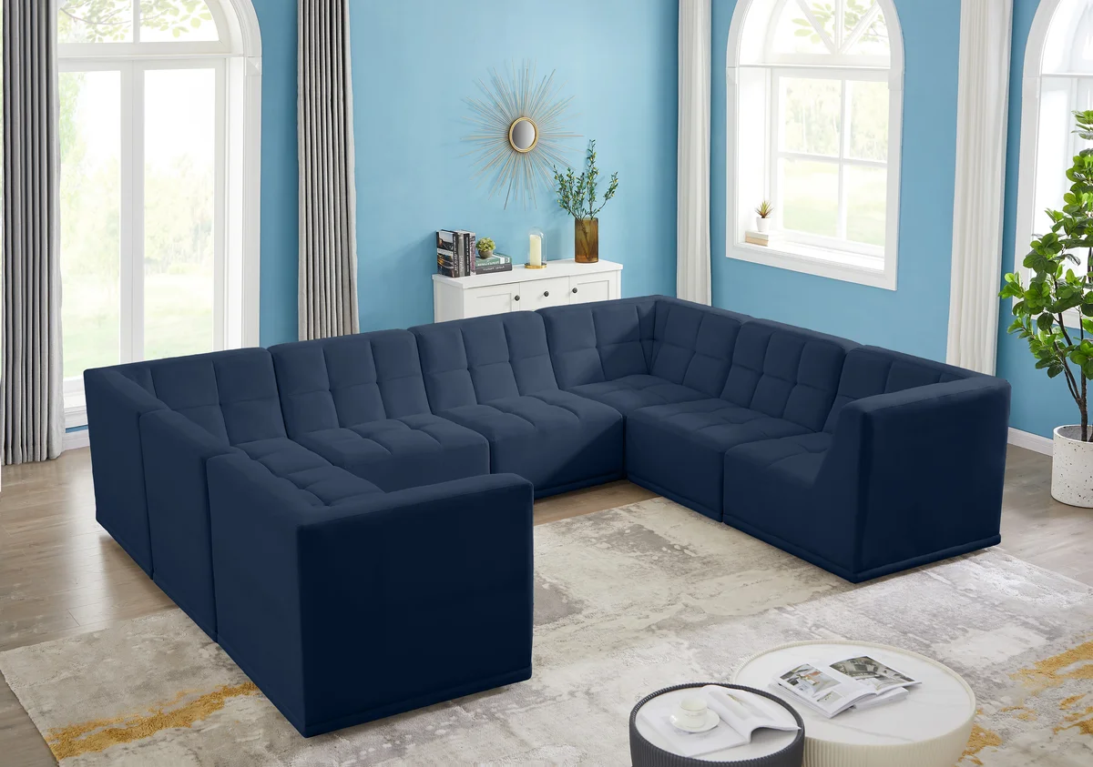 Relax - 8 Piece Modular Sectional - Navy