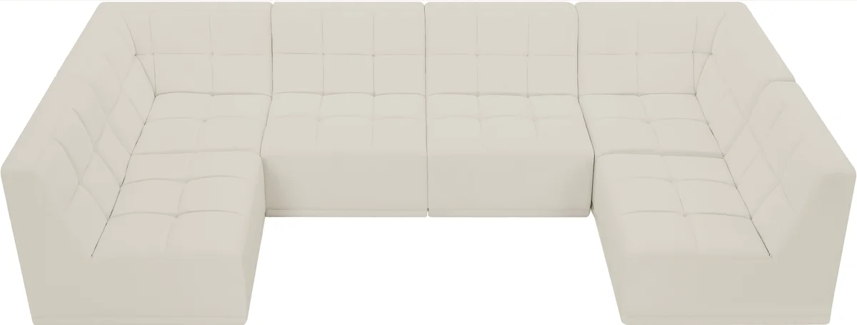 Relax - 6 Piece Modular U-Shaped Sectional - Cream