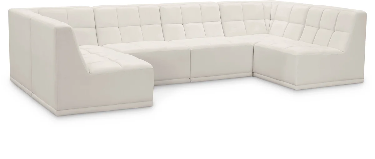 Relax - 6 Piece Modular U-Shaped Sectional - Cream