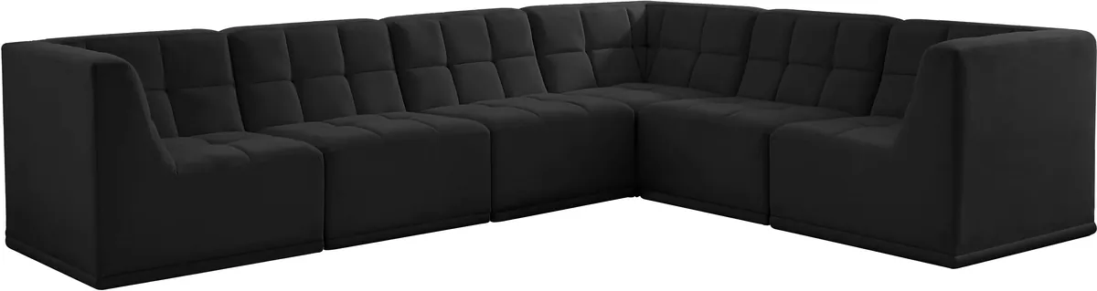 Relax - 6 Piece Modular Sectional - Black - View 2