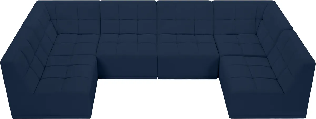 Relax - 6 Piece Modular U-Shaped Sectional - Navy