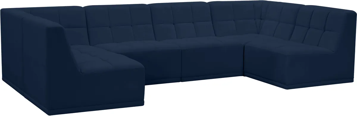 Relax - 6 Piece Modular U-Shaped Sectional - Navy