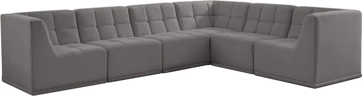 Relax - 6 Piece Modular Sectional - Gray - View 2