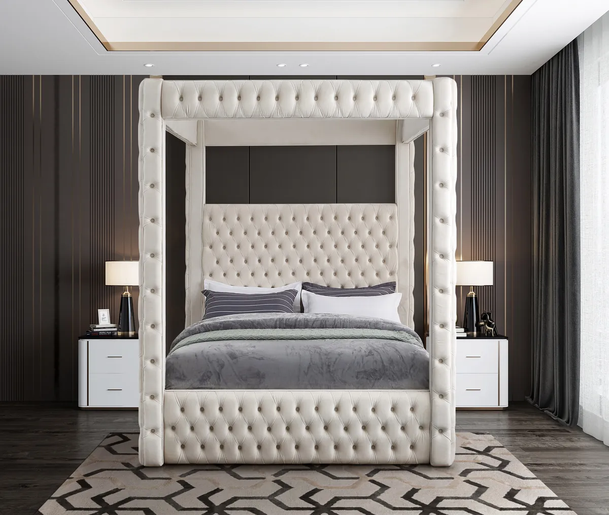 Royal - King Bed - Cream