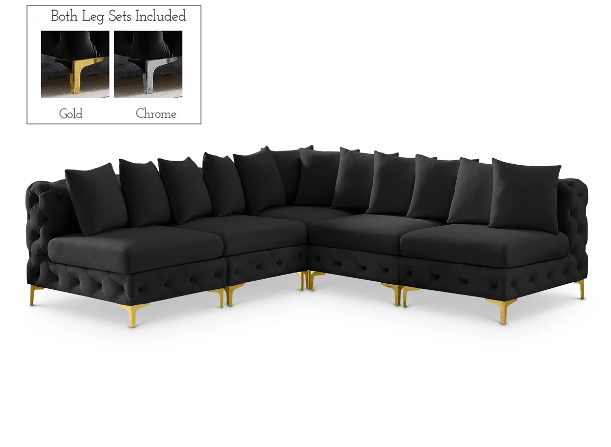 Tremblay - 5 Piece Modular Corner Armless Sectional - Black
