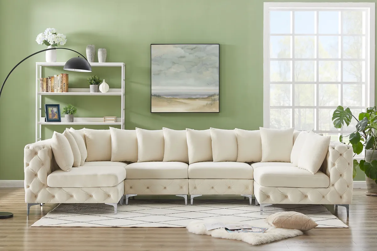 Tremblay - 6 Piece Modular U-Shaped Sectional - Cream